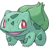 Art of a Bulbasaur, a blue Pokemon with 4 stubby legs and a green flower bud on it's back